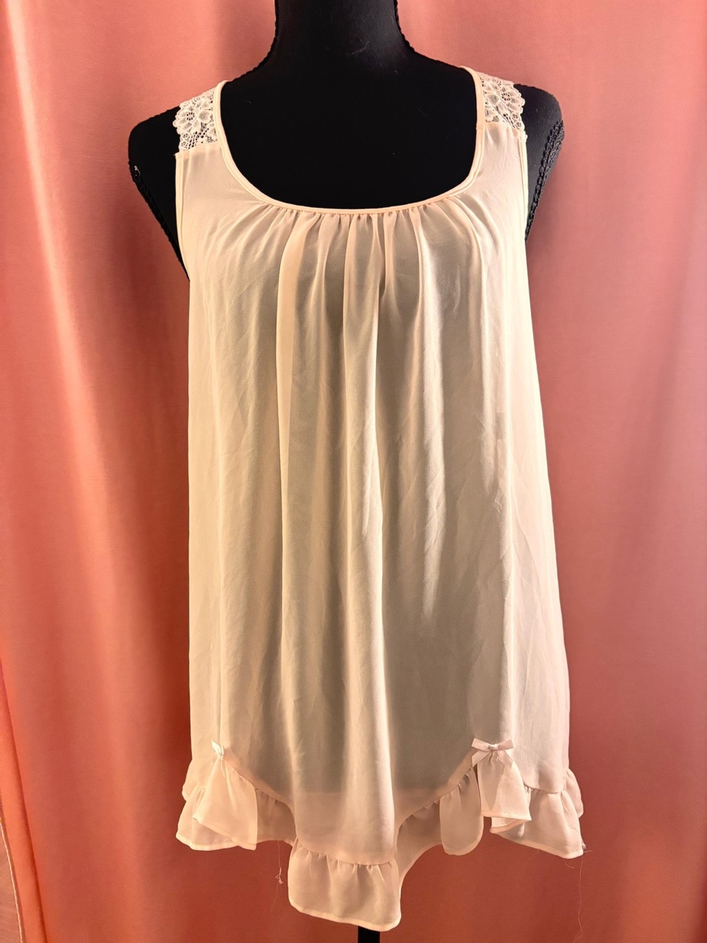 Linea Donatella Pale Pink Lace-Trim Camisole